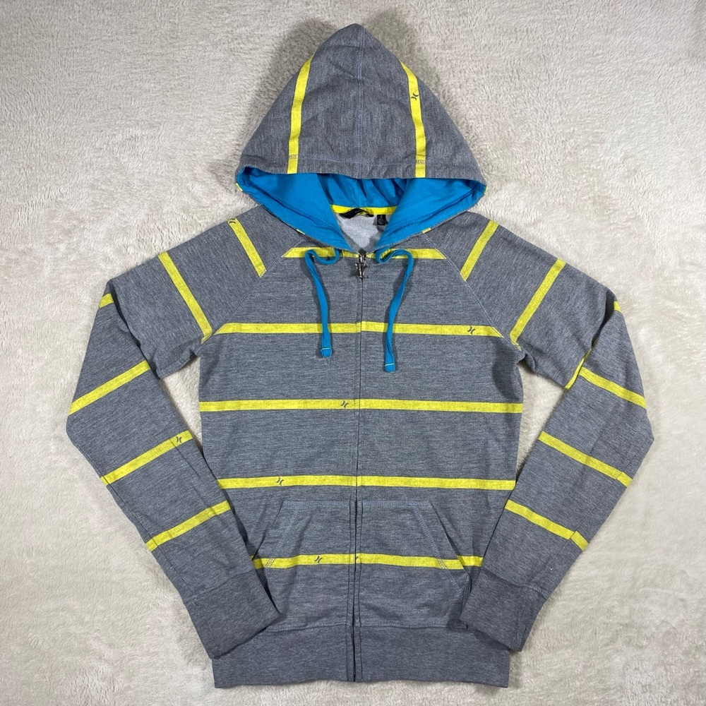 00s Y2k Striped Hurley Zip-Up Hoodie